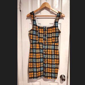 Urban Outfitters Plaid Button Up Jumper dress size 6